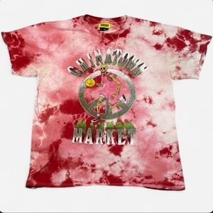 Chinatown Market Men’s Tie-Dye Basketball Skeleton T-Shirt Red and Pink Large